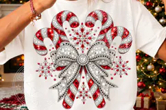 Jeweled Candy Cane Christmas Bow Sparkling Rhinestone Holida Product Image 3