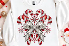Jeweled Candy Cane Christmas Bow Sparkling Rhinestone Holida Product Image 4