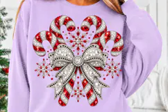 Jeweled Candy Cane Christmas Bow Sparkling Rhinestone Holida Product Image 5