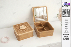 Jewelry Box with Mirror Laser Cut | Floral Jewelry Organizer Product Image 1