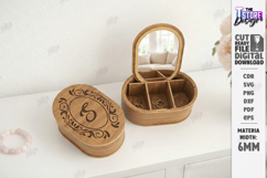 Jewelry Box with Mirror Laser Cut | Floral Jewelry Organizer Product Image 1