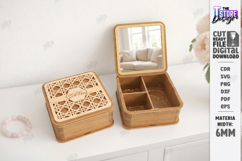 Jewelry Box with Mirror Laser Cut | Floral Jewelry Organizer Product Image 1