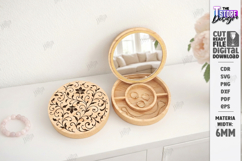 Jewelry Box with Mirror Laser Cut | Floral Jewelry Organizer Product Image 1