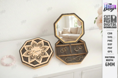 Jewelry Box with Mirror Laser Cut | Floral Jewelry Organizer Product Image 1
