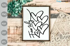 Family With Heart Sign SVG Cut File/ Home Sign SVG Design Product Image 1