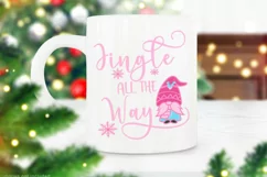 Jingle All the Way I Pink Christmas Gnome Sublimation PNG
