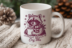 Jingle Bells and Cozy Vibes SVG, Cute Raccoon Christmas PNG Product Image 3