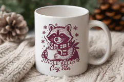 Jingle Bells and Cozy Vibes SVG, Cute Raccoon Christmas PNG Product Image 3