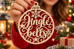 Jingle Bells Bauble Laser Cut Wood File, Christmas SVG Product Image 1