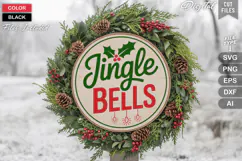 Jingle Bells SVG | Christmas Round Sign SVG | Xmas SVG Product Image 1