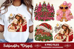 Jingle! Jesus and Baby Lamb Christmas Sublimation PNG Product Image 1