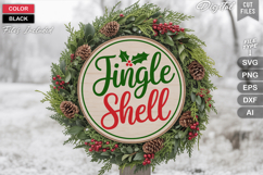 Jingle Shell SVG | Christmas Round Sign SVG | Xmas SVG Product Image 1