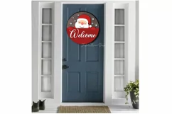 Santa Welcome Sign SVG | Christmas Round Door Hanger SVG Product Image 2