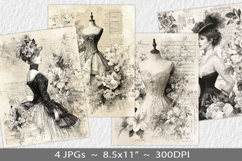 Letter paper junk journal backgrounds Product Image 1