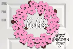 Cherry Blossom Wreath SVG | Sakura Door Hanger SVG Product Image 1