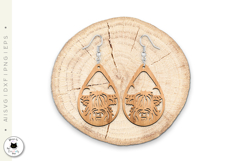 Highland Cow Earrings Laser Cut | Laser Teardrop Earrings Product Image 2