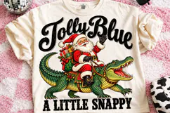 Jolly Blue Alligator Christmas PNG Product Image 2