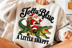 Jolly Blue Alligator Christmas PNG Product Image 3