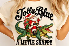 Jolly Blue Alligator Christmas PNG Product Image 4