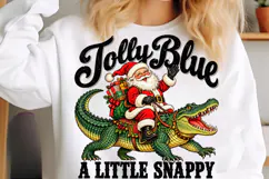 Jolly Blue Alligator Christmas PNG Product Image 5