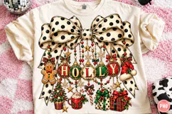 Vintage Polka Dot Christmas Ornaments PNG Product Image 1