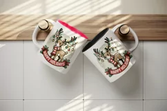 Jolly reindeer Christmas lights antlers Happy Holidays quote print 20 oz tumbler skinny mug wrap clipart t-shirt sublimation printable design