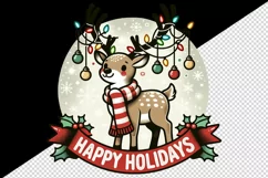 Jolly reindeer Christmas lights antlers Happy Holidays quote print 20 oz tumbler skinny mug wrap clipart t-shirt sublimation printable design
