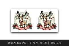 Jolly reindeer Christmas lights antlers Happy Holidays quote print 20 oz tumbler skinny mug wrap clipart t-shirt sublimation printable design