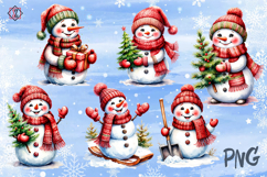 Jolly Snowmen. Clipart. PNG Product Image 1