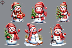 Jolly Snowmen. Clipart. PNG Product Image 2