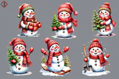 Jolly Snowmen. Clipart. PNG Product Image 2
