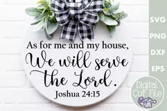 Christian Farmhouse Round Sign, As For Me And My House Svg Product Image 1