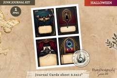 Gothic Haunted House Halloween Junk Journal cards fussy cut Product Image 1