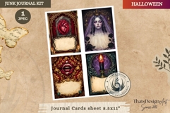 Gothic Haunted House Halloween Junk Journal cards fussy cut Product Image 1