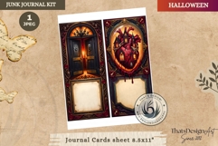 Gothic Haunted House Halloween Junk Journal cards fussy cut Product Image 1