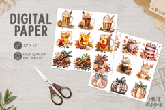 Autumn Cozy Drinks Journal junk Retro Fall digital paper Product Image 1
