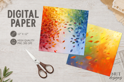 Vibrant autumn Journal junk Rainbow Leaves Digital Paper Product Image 1