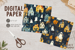 Halloween Journal junk Spooky Ghost Village Digital Paper Product Image 1