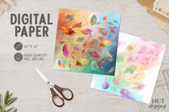Pastel Autumn Leaves Journal junk watercolor leaf background Product Image 1