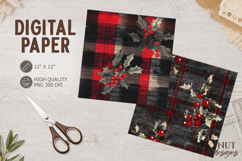 Red Christmas Journal junk grunge plaid Digital Paper Product Image 1