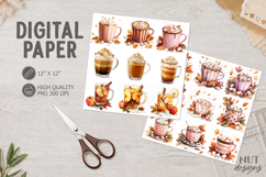 Cozy Autumn Drinks Journal junk Retro Fall digital paper Product Image 1