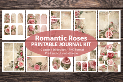 Printable Junk Journal Kit Rose digital papers tags stickers Product Image 2