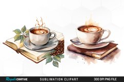 Academia Clipart,Book Clipart,Watercolor Scene,Coffee Clipart,Planner Girl Clipart,
