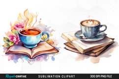 Academia Clipart,Book Clipart,Watercolor Scene,Coffee Clipart,Planner Girl Clipart,