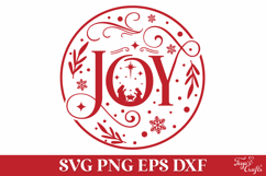 Joy Round Christmas SVG Ornament Product Image 2