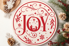 Joy Round Christmas SVG Ornament Product Image 3