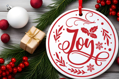 Joy Round Christmas SVG Ornament Product Image 3