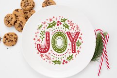 Joy Christmas Round Ornament with Holly Twigs SVG Cut File for Christmas Decorative Plate