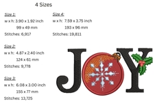 Joy Embroidery Design - Christmas Pattern Product Image 2