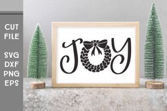 Joy with Wreath, Hand Lettered Christmas Doormat SVG Product Image 2